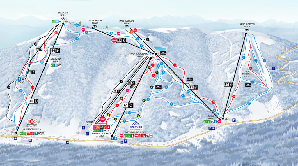 Mapka ośrodka narciarskiego w szczyrku
